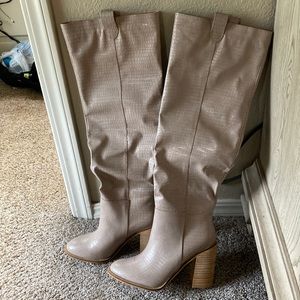 Never worn Mi IM boutique over the knee tan snake skin boots